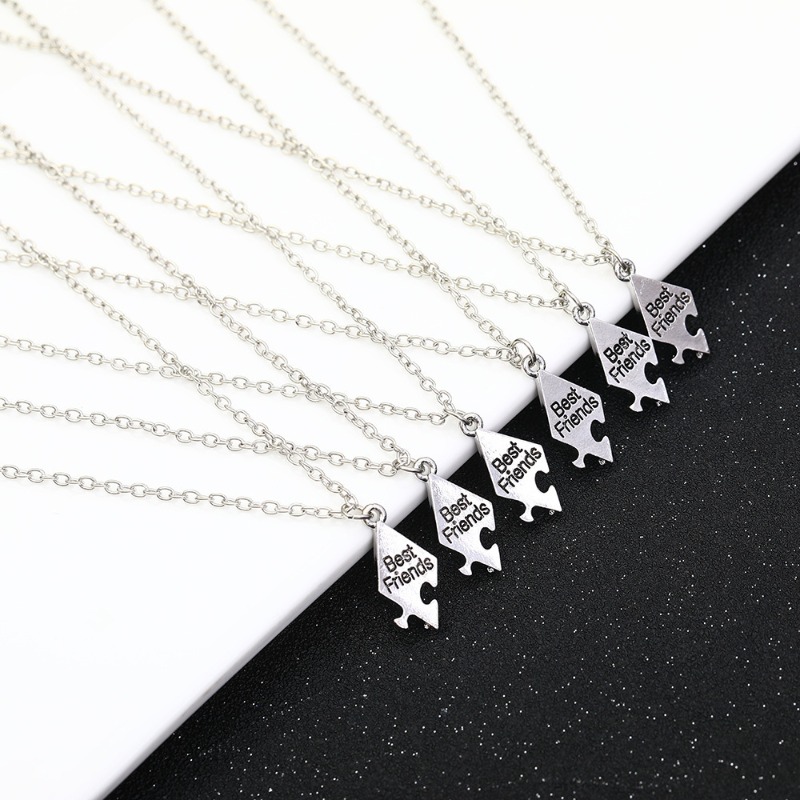 4/5/6/7/8 Pcs Unisex Alloy Best Friend Necklace Pendant Set Creative Trendy Fashion Necklace Jewelry For Friend