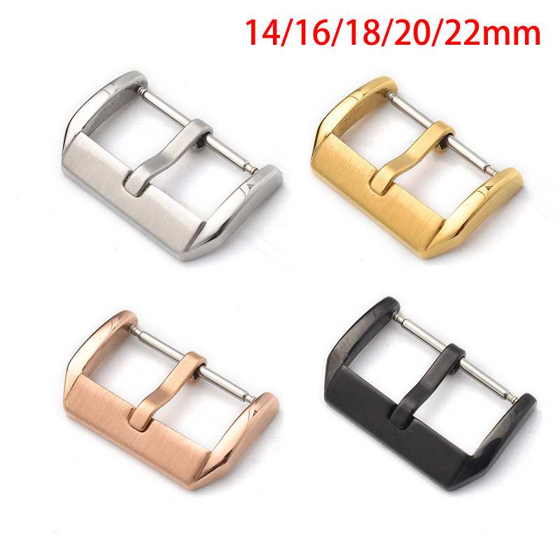 14/16/18/20/22MM Stainless Steel Watch Buckle Pin Clasp Silicone Leather Watchbands Button Watch Accessories Silver/Black/Gold