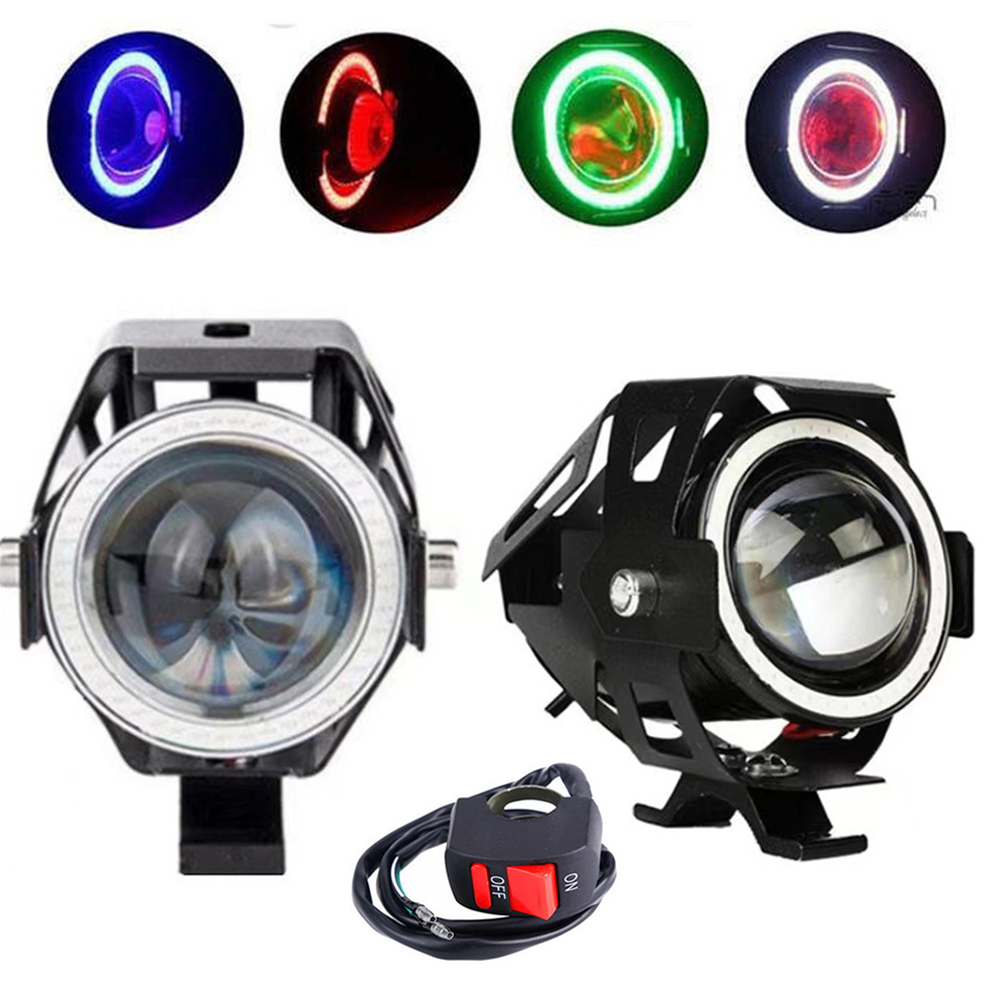 MINI U7 Fog Lights Motorbike Front Spotlight ATV 12v Car Work Light LED Angel Eye Motorcycle Headlight Auxiliar Driving Lamp dr. eyemo