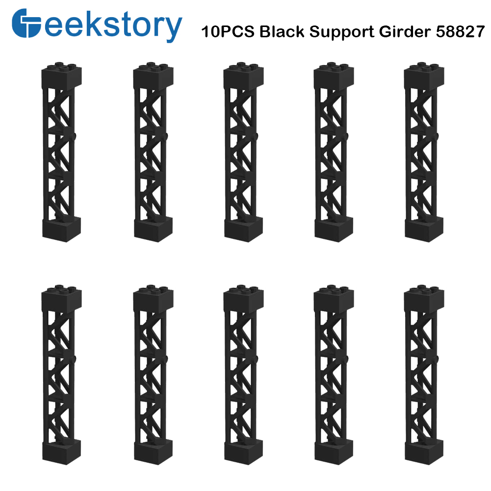 20PCS MOC 58827 95347 4667463 Black Support Girder Triangular 2x2x10 Column Train Track Support Frame