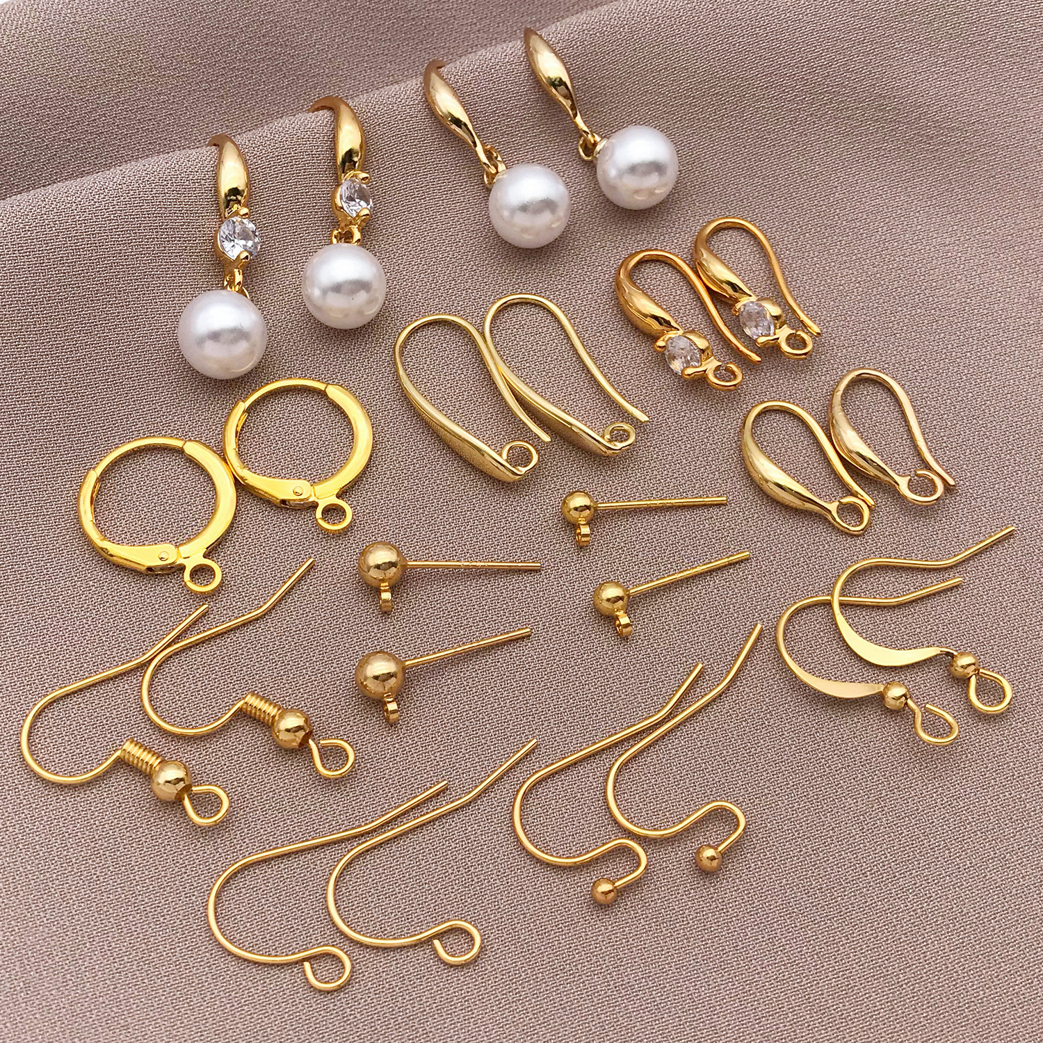 10pcs 18K Gold Plated DIY Earrings Hooks Clasp Findings Handmade Jewelry Making Bracelets Accessories Connector with Loop