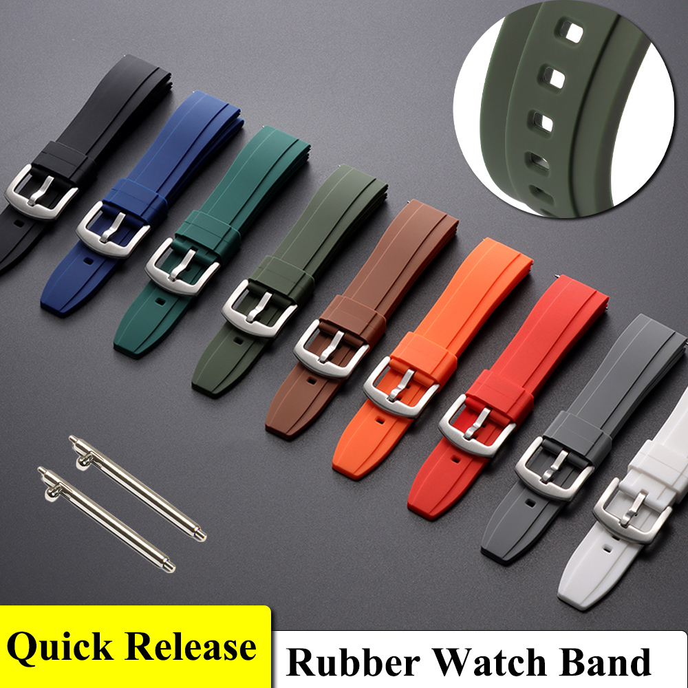 New Sports Fashion One Piece FKM Watch Strap 20mm 21mm 22mm Watch Band Wristband for