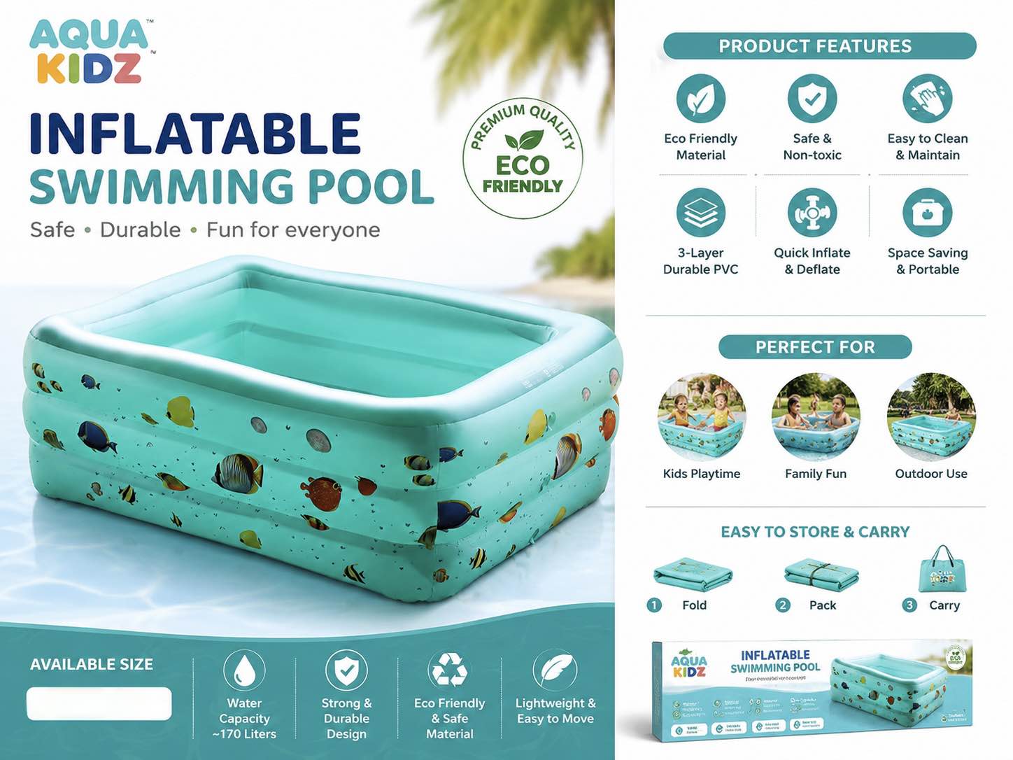 305CM Extra Large Family Inflatable Swimming Pool with Electric Pump | Giant PVC Portable Outdoor Pool for Adults & Kids | 305×185x56CM