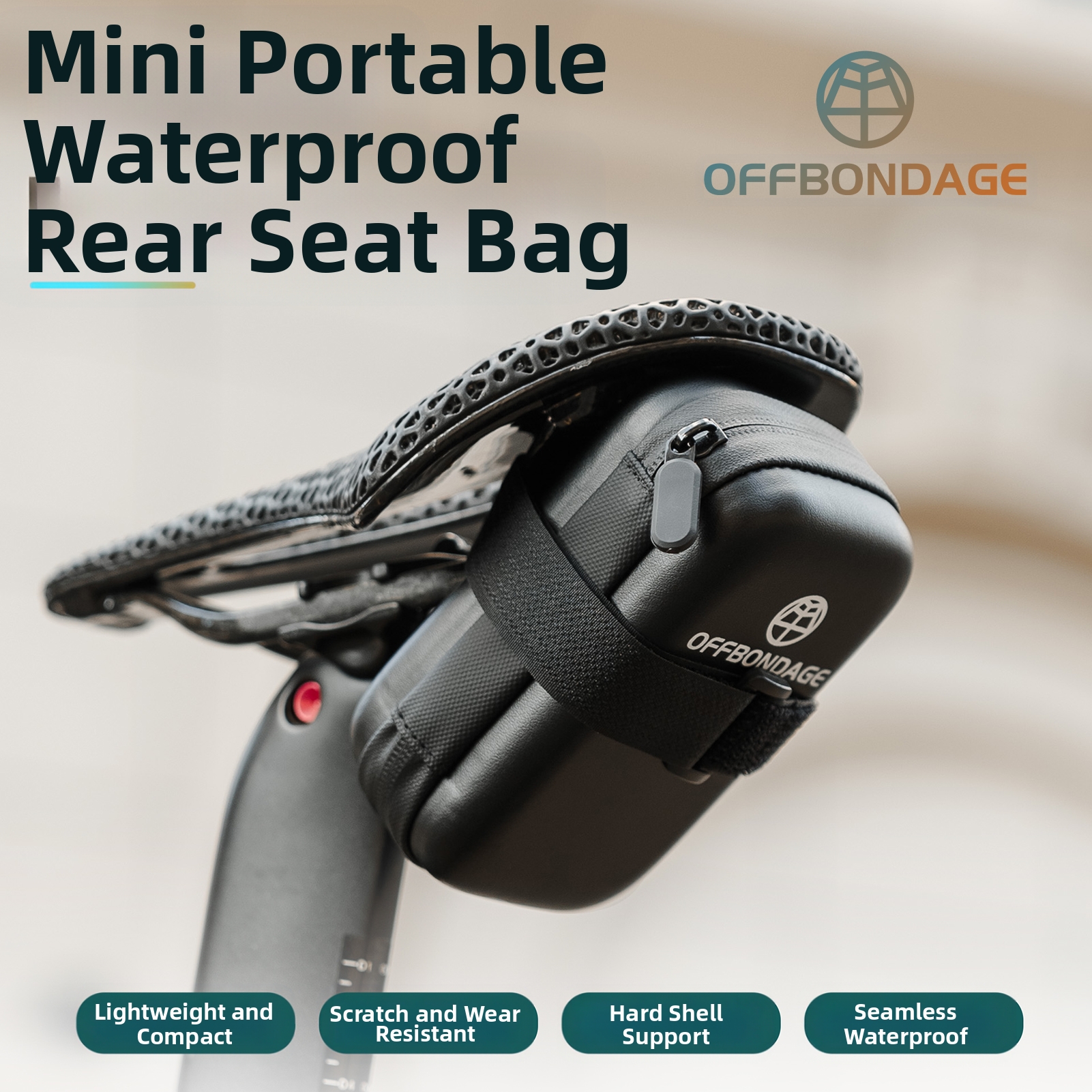OFFBONAGE Mini Bicycle Saddle Bag Portable Road Bike Tail Bag Waterproof Lightweight 0.7L Bag Cycling Tools Bag MTB Accessories