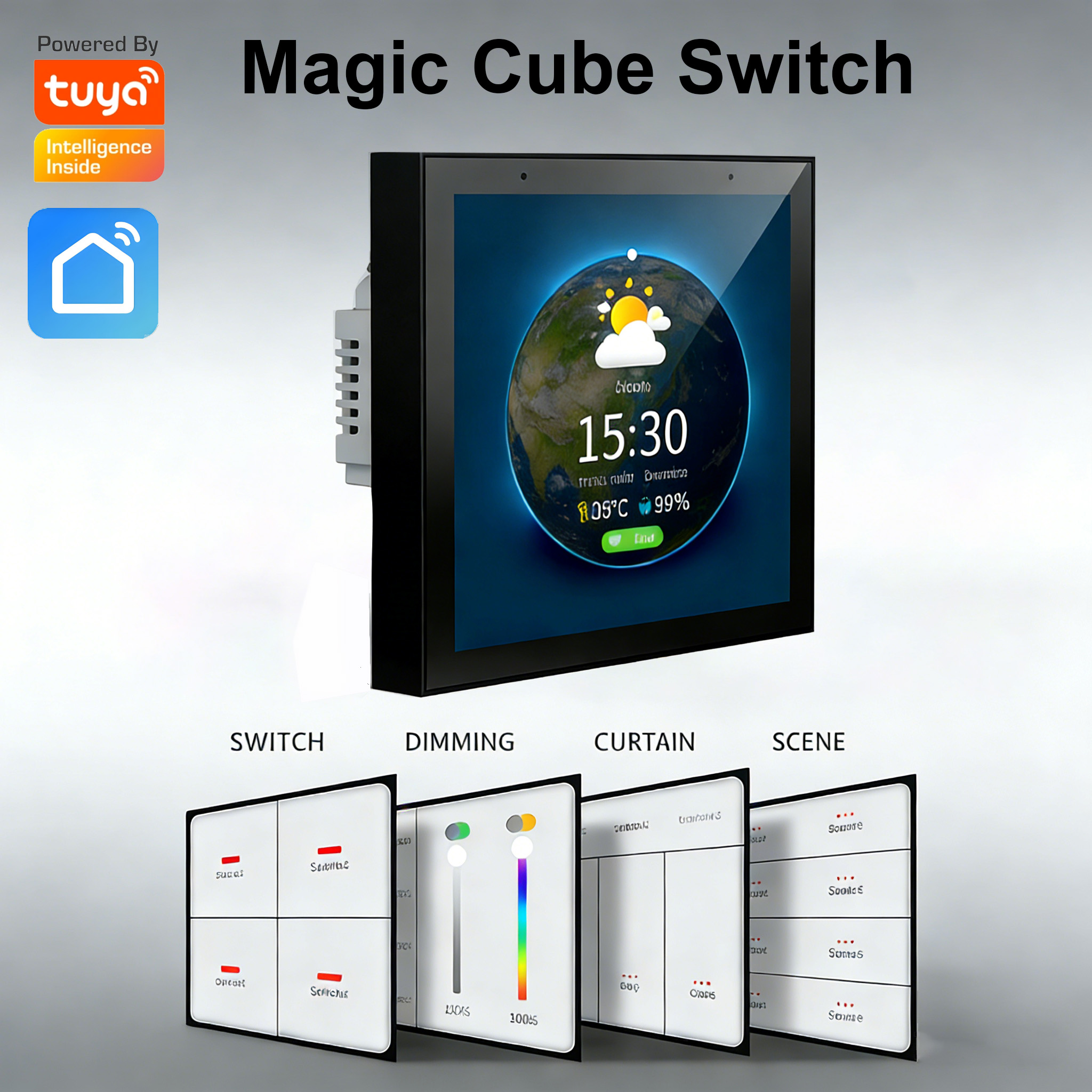 Smart life Zigbee Multi-function Switch 4-way Relay Compatible Centralized Dimming Mode/Curtain Control/Scene Control
