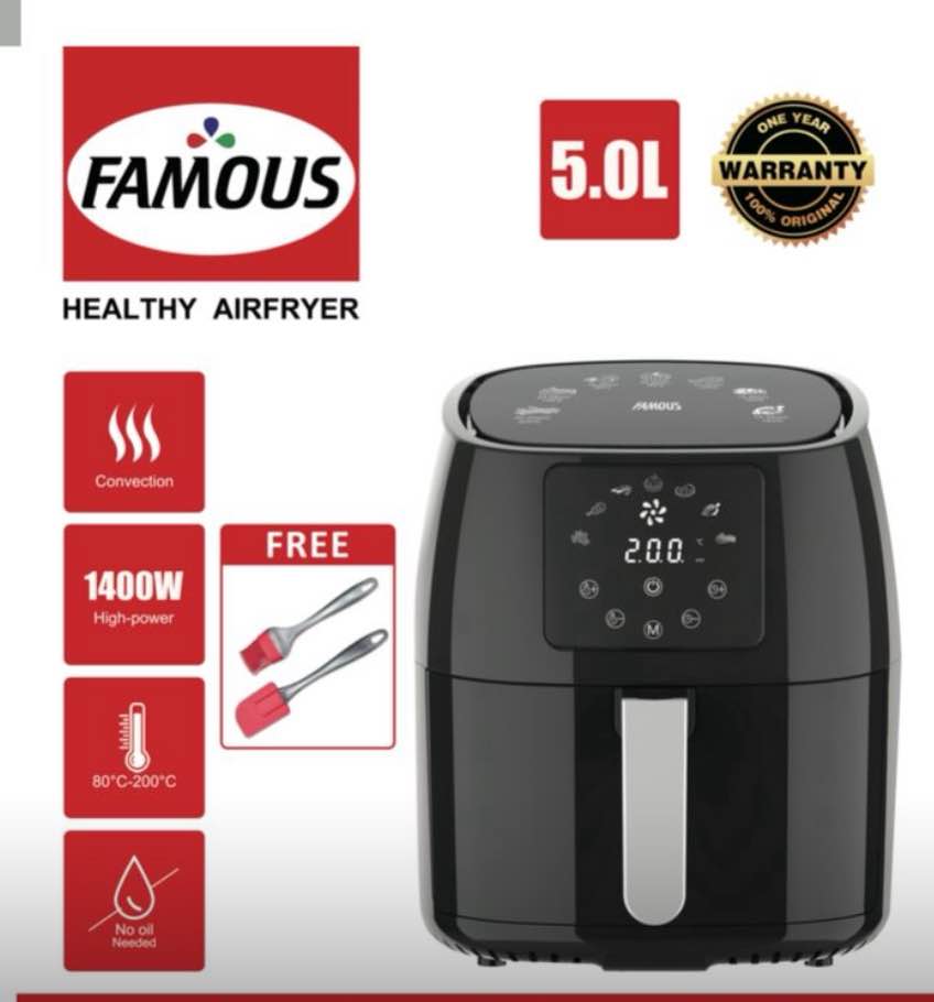 Famous 5 Litre Air Fryer Touch Control With Free Gifts