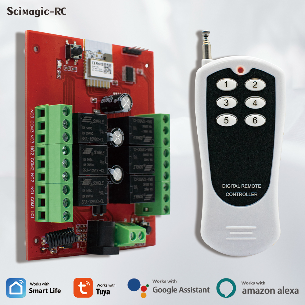 6 Channel Smart Light Remote Switch RF 433MHz Wifi Smart Switch Wi Fi Module DIY 6CH Receiver Work for Alexa Home lightify