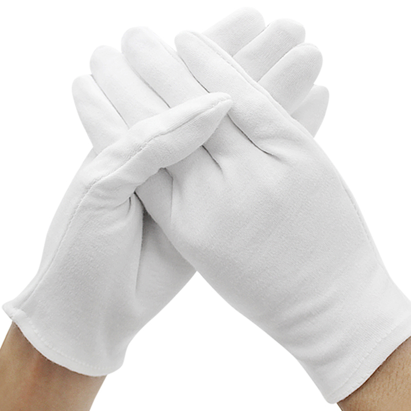 1pair New Full Finger Men Women Etiquette White Cotton Gloves Waiters/drivers/jewelry/workers Mittens Sweat Absorption