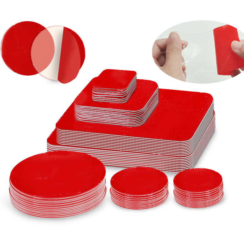 10pcs Double Sided Self Adhesive Tape Transparent Acrylic Square Round Strong Pad Heavy Duty Mounting Tape 30-60mm Multiple Size
