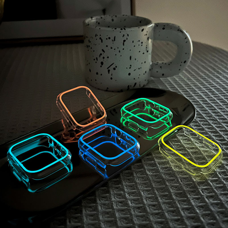 PC Hard Shell Transparent Hollow Luminous Frame Case Watch Cover For Apple IWatch