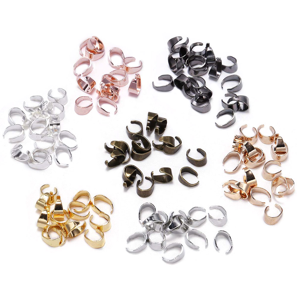 50-100pcs/lotPendant Clips Pinch Bail Clasps Buckle Charm Necklace Hook Connector For DIY Jewelry Making Cameo Tray Finding
