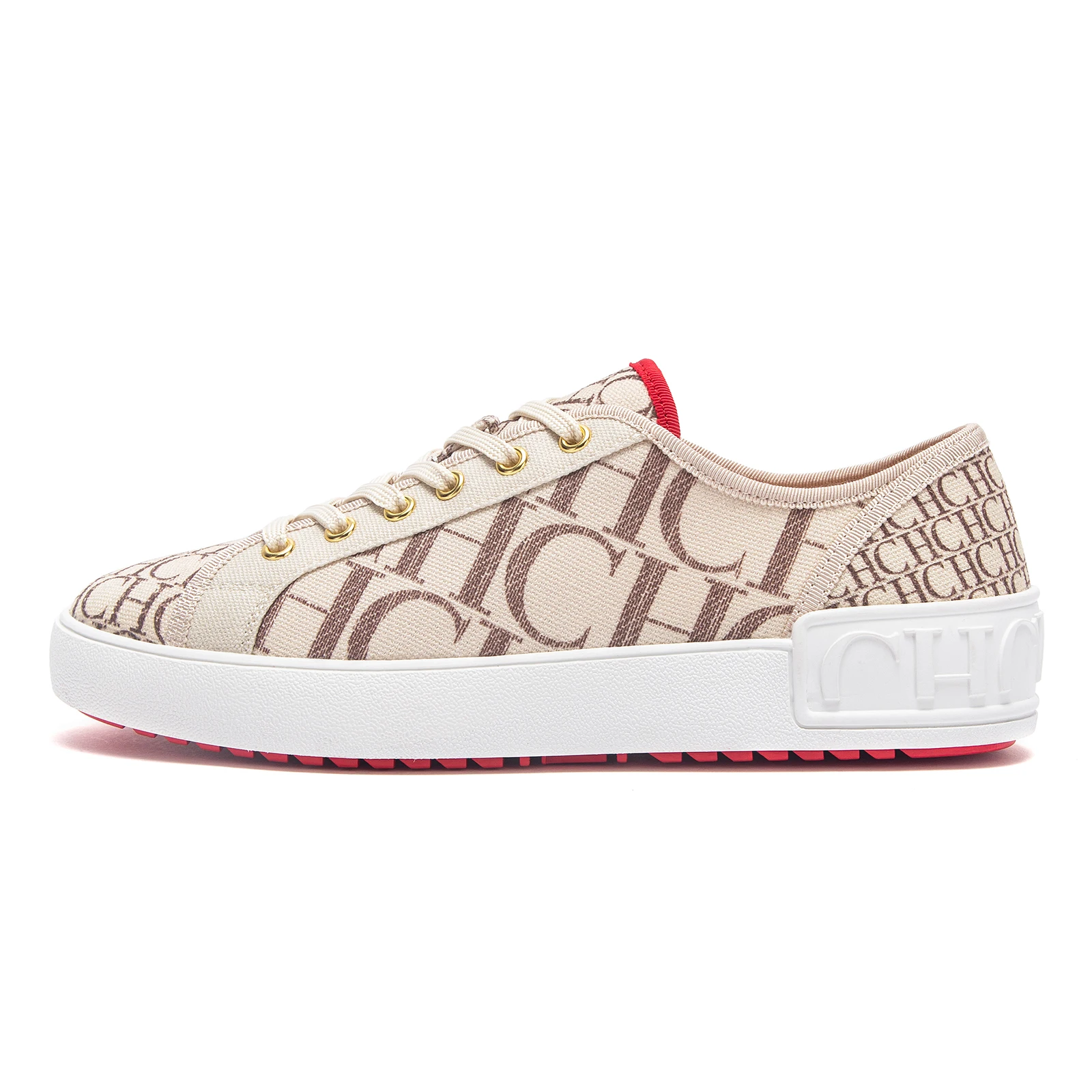 CHCH Women's Casual Shoes 2024 New Red Retro Splicing Design Walking Shoes Skeleton Correction