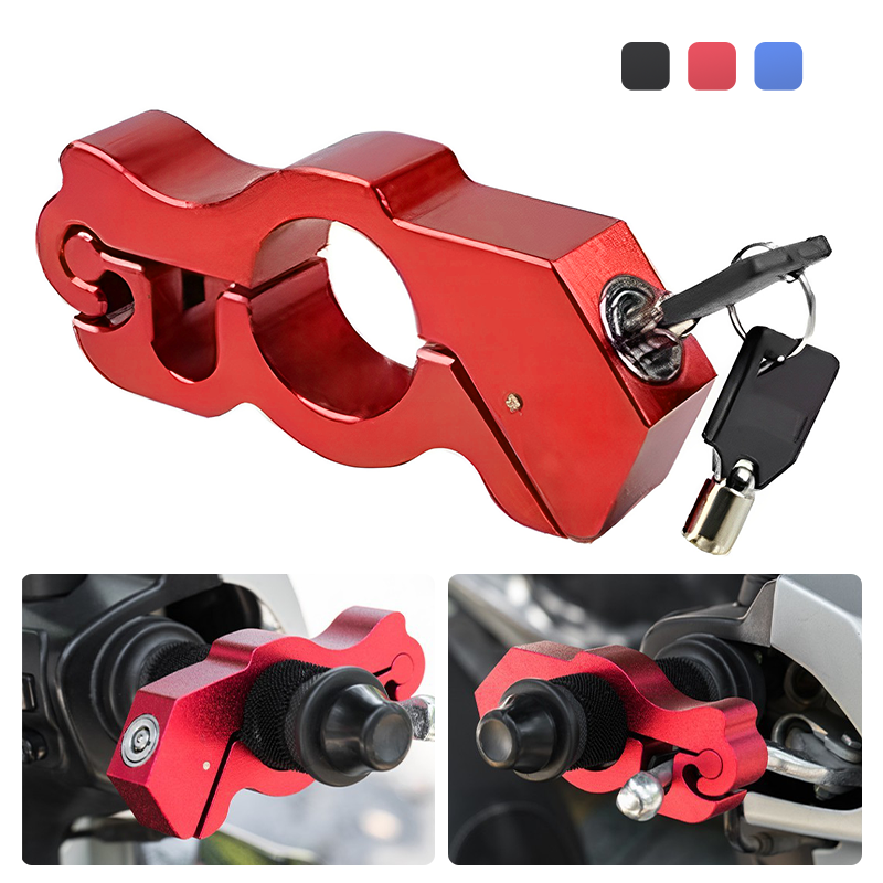 Motorbike Lock Anti-theft Grip Lock Universal CNC Aluminium Brake Handlebar Lock with 2 keys for Securing Bikes Scooters ATVs