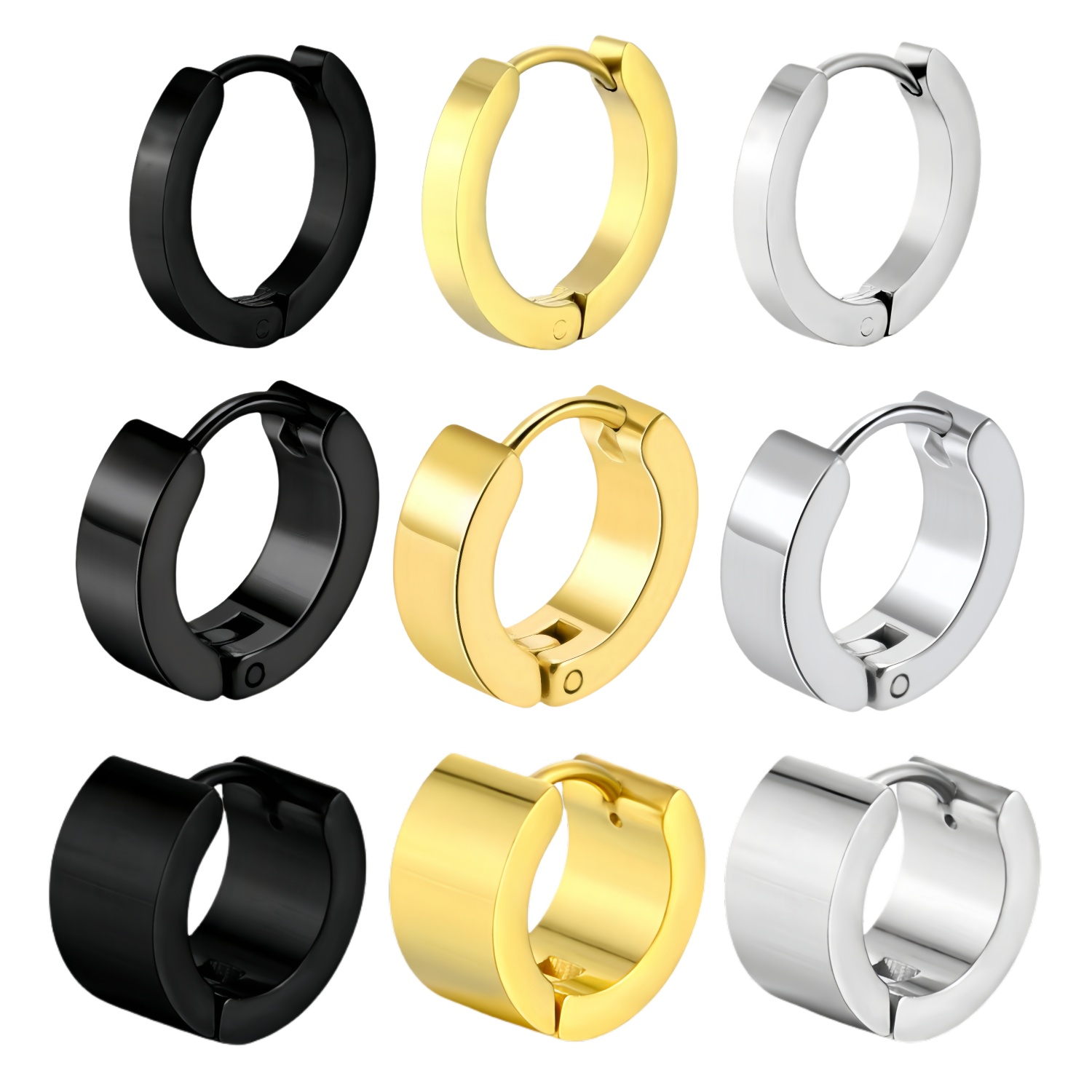 New 2026 Trend Men Stainless Steel Piercing Hoops Earrings Women Polished Minimalist Small Jewelry Y2k Accessories Width 3/4/7mm