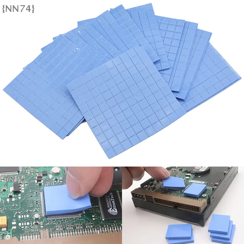 【F2-NN74】100Pcs 10x10x0.5mm Thermal Conductive Pads - Silicone Cooling Pads for GPU and CPU Heatsinks