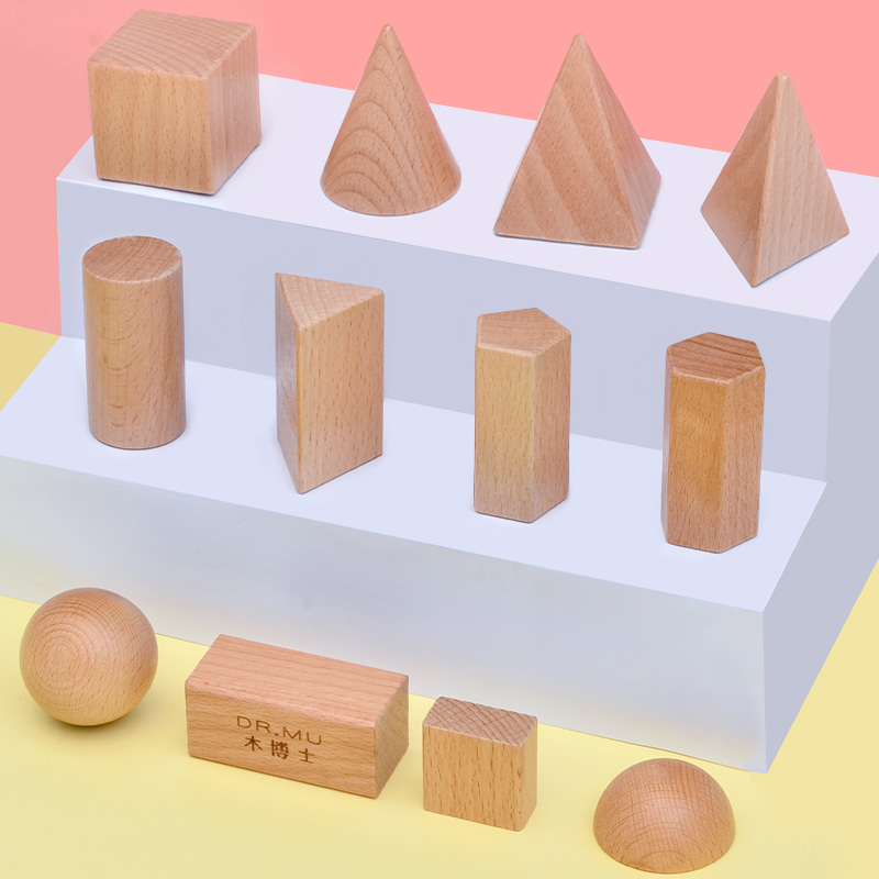 Montessori Bag Wood Sensory Toys Objects Geometric Shapes Natural Wood Color Solid Wood 3 Years Old