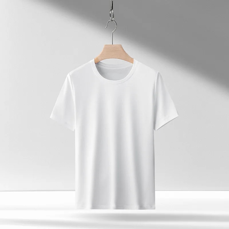 100% Coconut Bud Fabric T-shirt Color Short Sleeved T-shirt White Round Neck Brand Premium Quality Mens Tee Shirts Black Summer