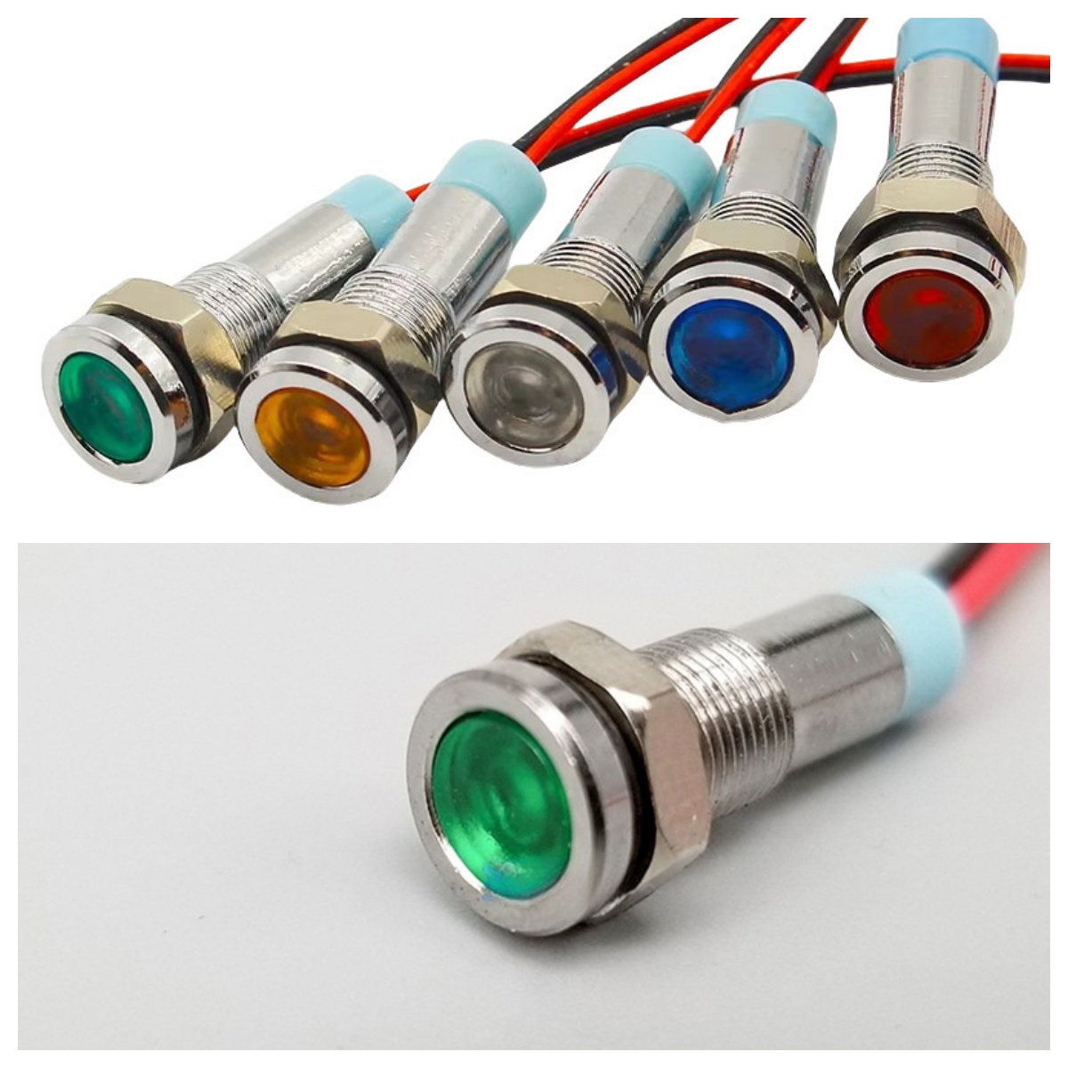 1pcs 6mm Flat Head LED Metal Indicator Light Waterproof Signal Light 12V With Red Yellow Blue Green And White Lines