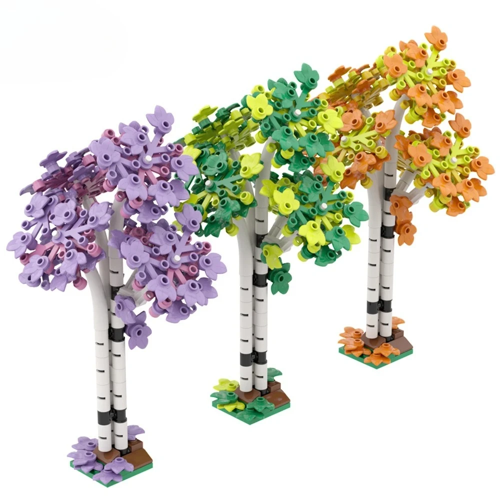 152PCS MOC Building Blocks Garden Farm Scene Poplar Tree Banyan Tree Flower Plant Creative Decoration Bricks Assembling Toy