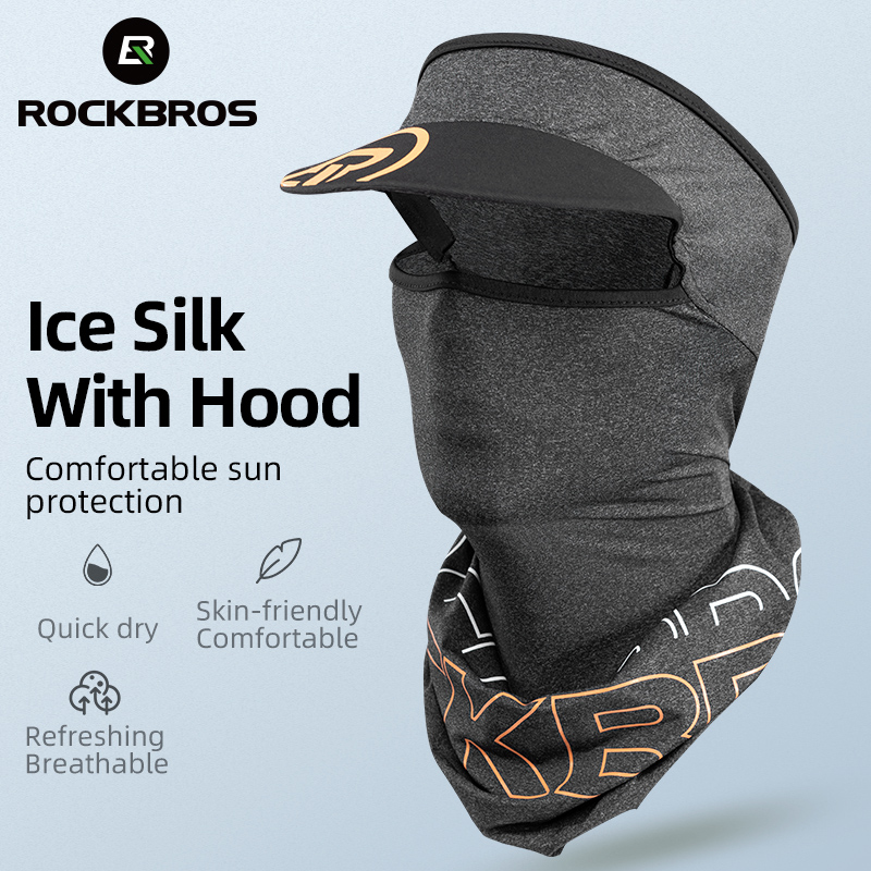 ROCKBROS Ice Silk Cycling Full Face Mask with Brim Breathable Neck Sun Protection Sports Hiking Fishing Bike Masks Summer
