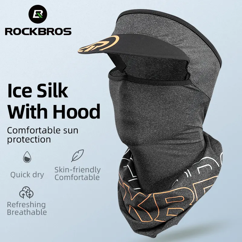 ROCKBROS Ice Silk Cycling Full Face Mask with Brim Breathable Neck Sun Protection Sports Hiking Fishing Bike Masks Summer