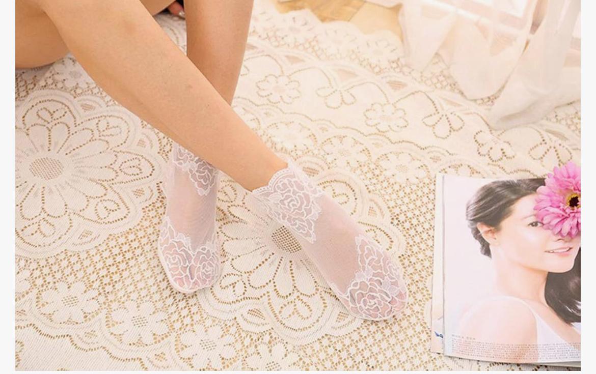 3 pairs Lace Ankle Socks Flower Sock Thin Socks for girl