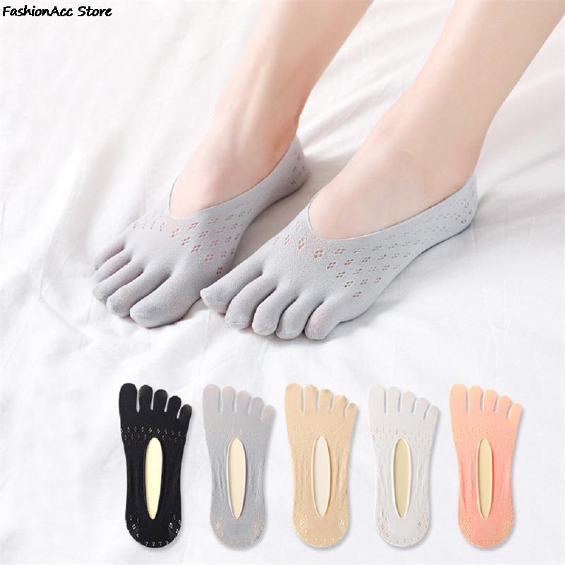 1 Pair Fashion Summer Thin Toe Sock Slippers Women Lady Invisible Silicone Anti-Slip Five Finger Socks