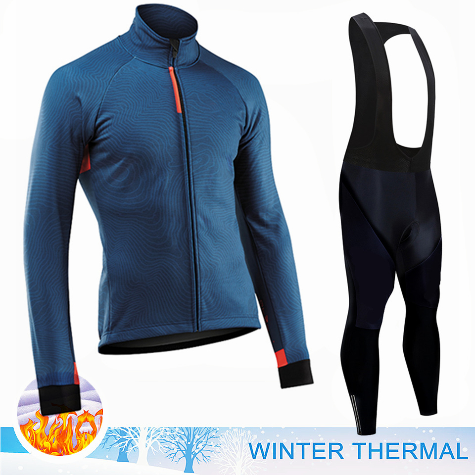 Winter Thermal Fleece Cycling Jersey Men's Mtb Clothing Man 2025 Blouse Uniform Bicycle Clothes Complete Tricuta Bib Maillot Set