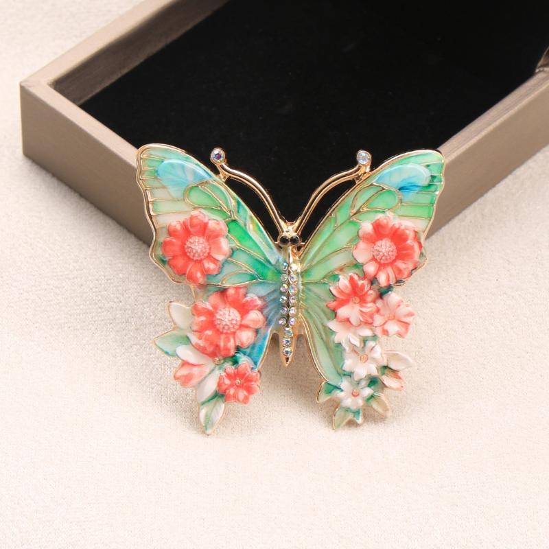 New 1Pcs Colorful Beautiful Insects Brooch Vintage Big Flower Butterfly Brooches For Women's Clothes Pins Gifts