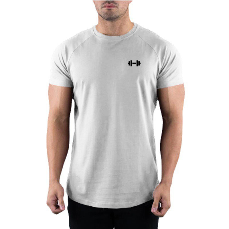 Gym Bodybuilding Muscle Shirts Summer Cotton Breathable Short Sleeves T-shirts Mens Casual Hip Hop Fitness Training Clothing