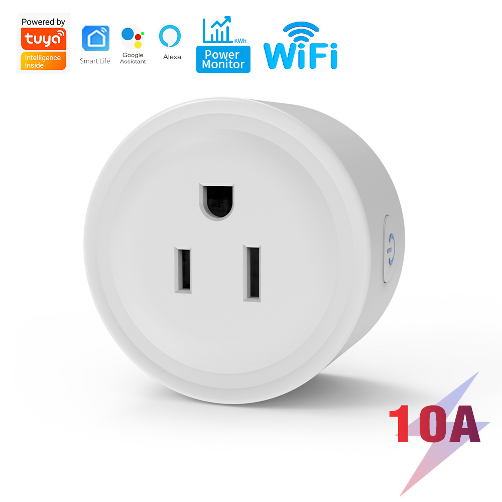 Tuya 10A Smart Plug WiFi Socket US Power Monitoring Timing Function Smart Home Works With Alexa Home