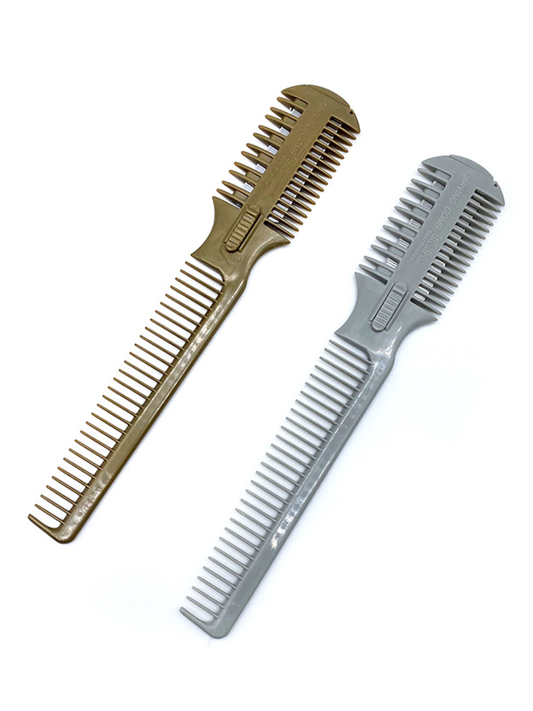 1pc 3 Sides Hair Razor Comb With 2 Removable Blades Cutter Cutting Thinning Shaper Haircut Trimmer Wide Teeth Styling Tool