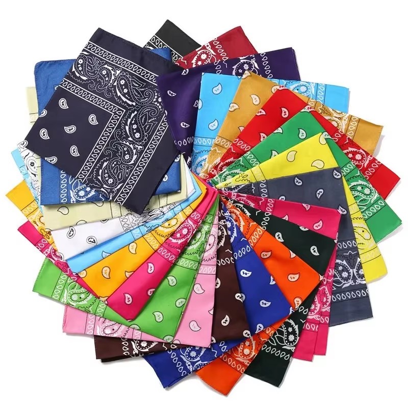 1/2PCS Bandana Kerchief Unisex Hip Hop Black Hair Band Neck Scarf Sports Headwear Wrist Wraps Head Square Print Handkerchief
