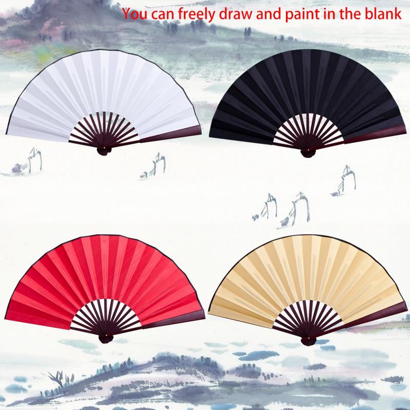 10/13 inch Folding Fan Hand Silk Cloth DIY Chinese Folding Fan Wooden Bamboo Antiquity Folding Fan DIY Calligraphy Painting