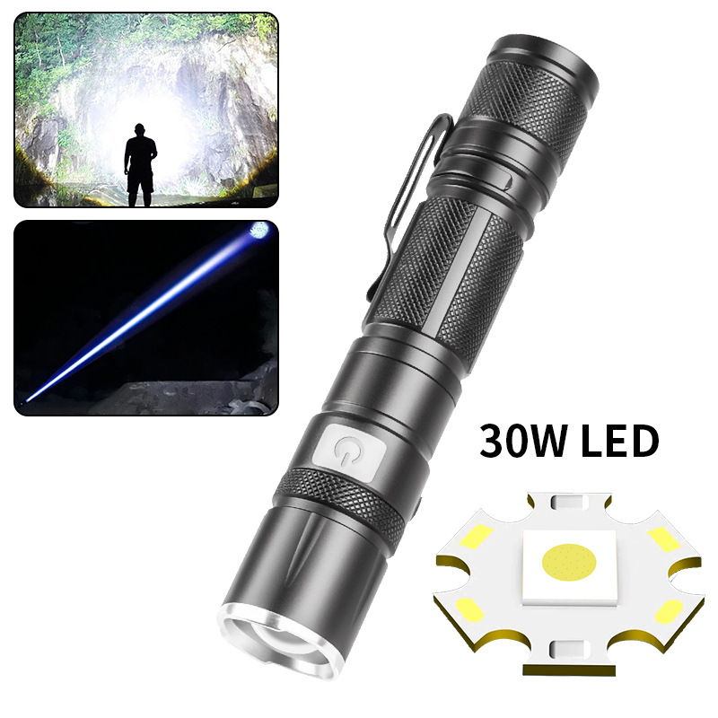 Portable LED Flashlight Telescopic Zoom Mini Rechargable Super Bright Handlights Outdoor Waterproof Fishing Lantern Lamp