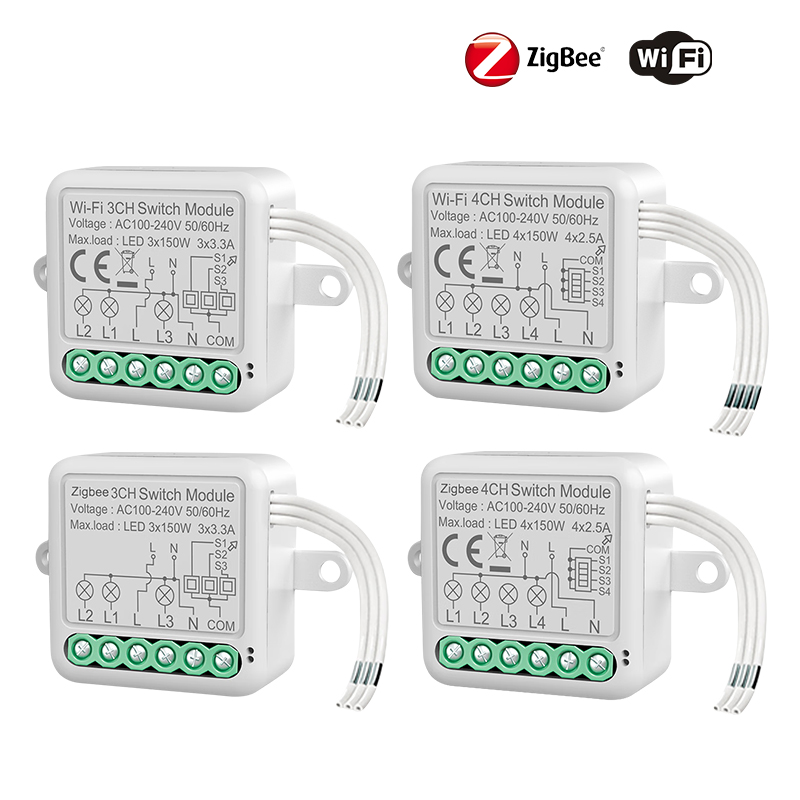 Mini Smart Switch Breaker Tuya WiFi Zigbee 3.0 Wireless Light Control DIY Module with Remote Timer (Alexa/ Compatible)