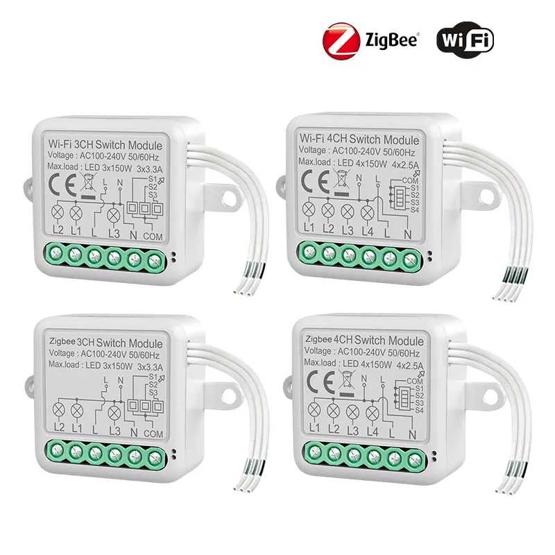 WiFi Zigbee Smart Switch Module Electrical Switching Breaker 1/2/3/4GANG Lighting Switch Module for Smart Tuya APP Control Alexa