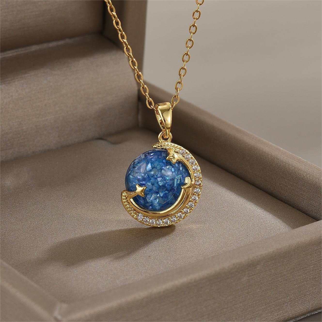 [Copper] European and American Y2K Retro Planet Star Space Pendant Necklace Birthday