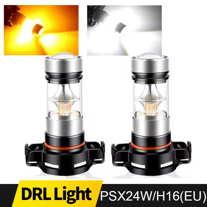 2PCS LED Fog Light PSX24W,2504,12276 5202 H16(EU),PS19W PS24W,5201 White/Amber Front DRL Light Bulbs Lamps Car Light Accessories