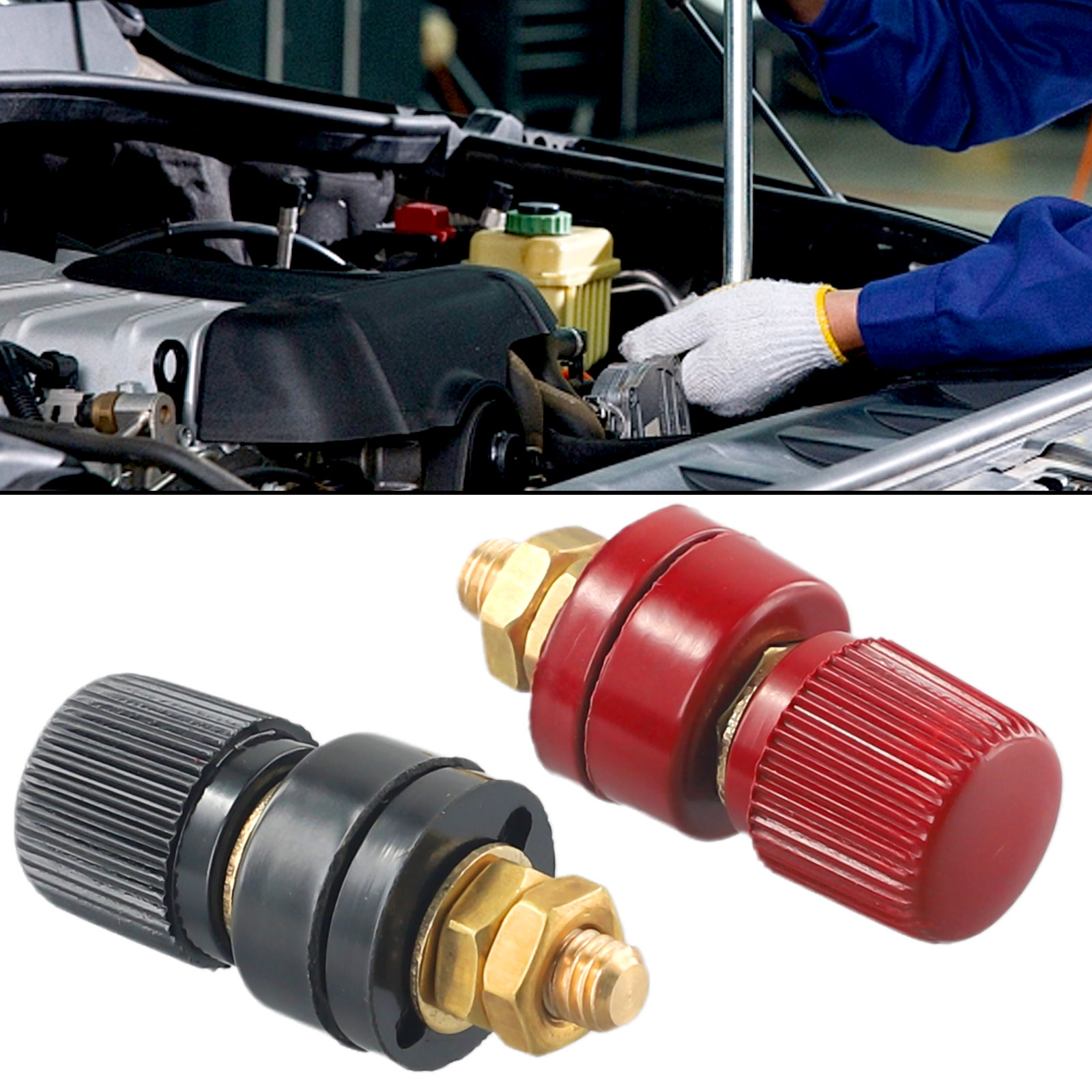 2pcs/Set 6mm 8mm Battery Terminal Connector Kit, Remote Power Junction Post for Car Auto Accessories