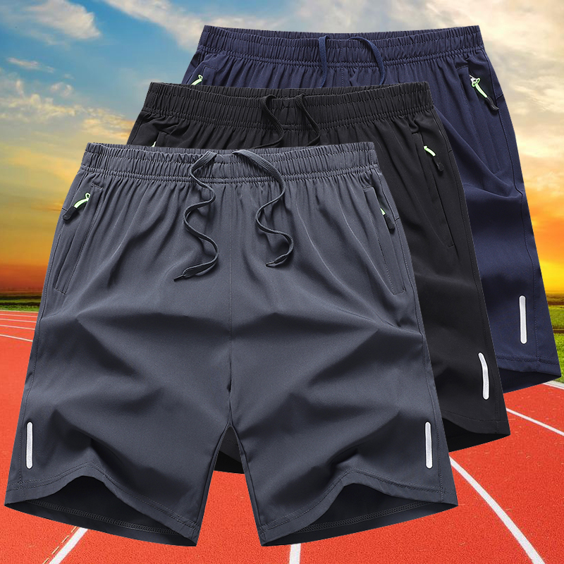 Summer Classic Joggers Men's Shorts Gym Fitness Quick Dry Running Sports Board Shorts New Summer Casual Bottom Zipper Pockets