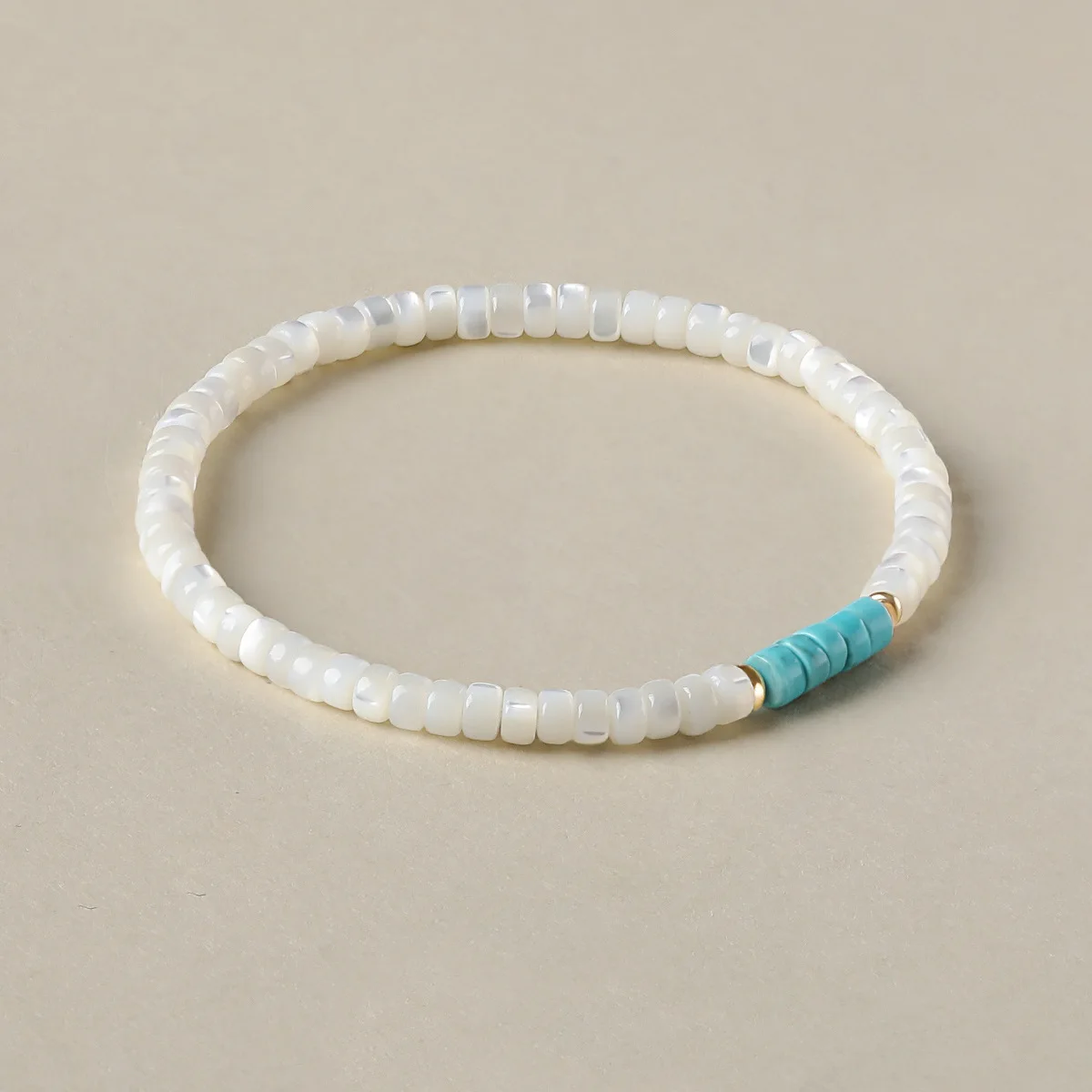 1pc Vintage Turquoise Bracelet Splicing White Elastic Chain Natural Stone Crystal Handmade Beaded Bracelets