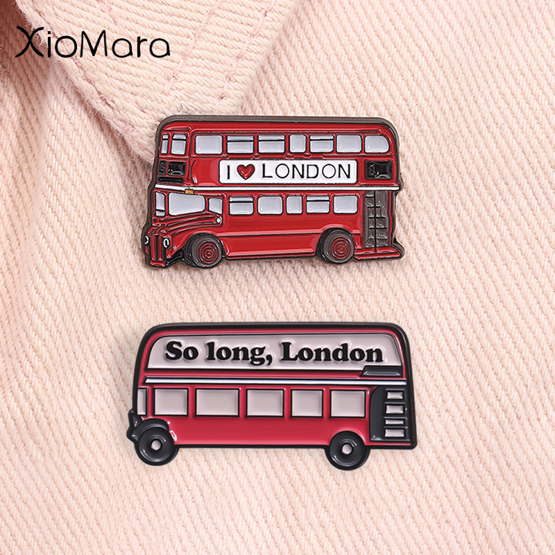 I Love London Enamel Pin Red Double-Decker Bus City Culture Lovers Brooch Lapel Badge Traveler Souvenir Jewelry Gift for Friends