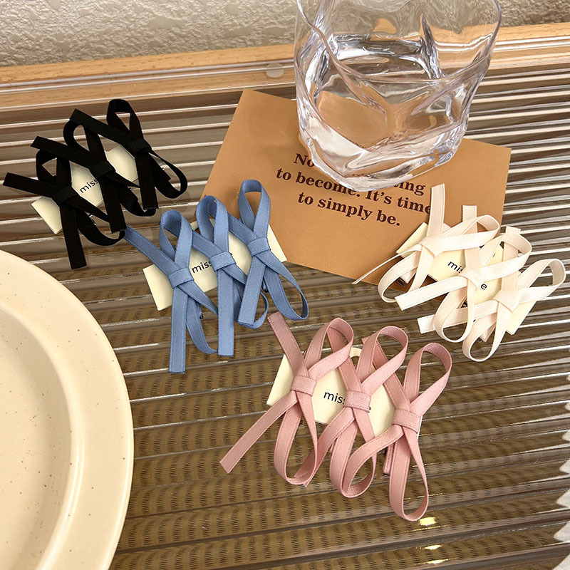 Ribbon Bow Baby Girls Hair Clips Cute Versatile Girls Students Hairpin Headwear Solid Black White Kids Hair Accessories