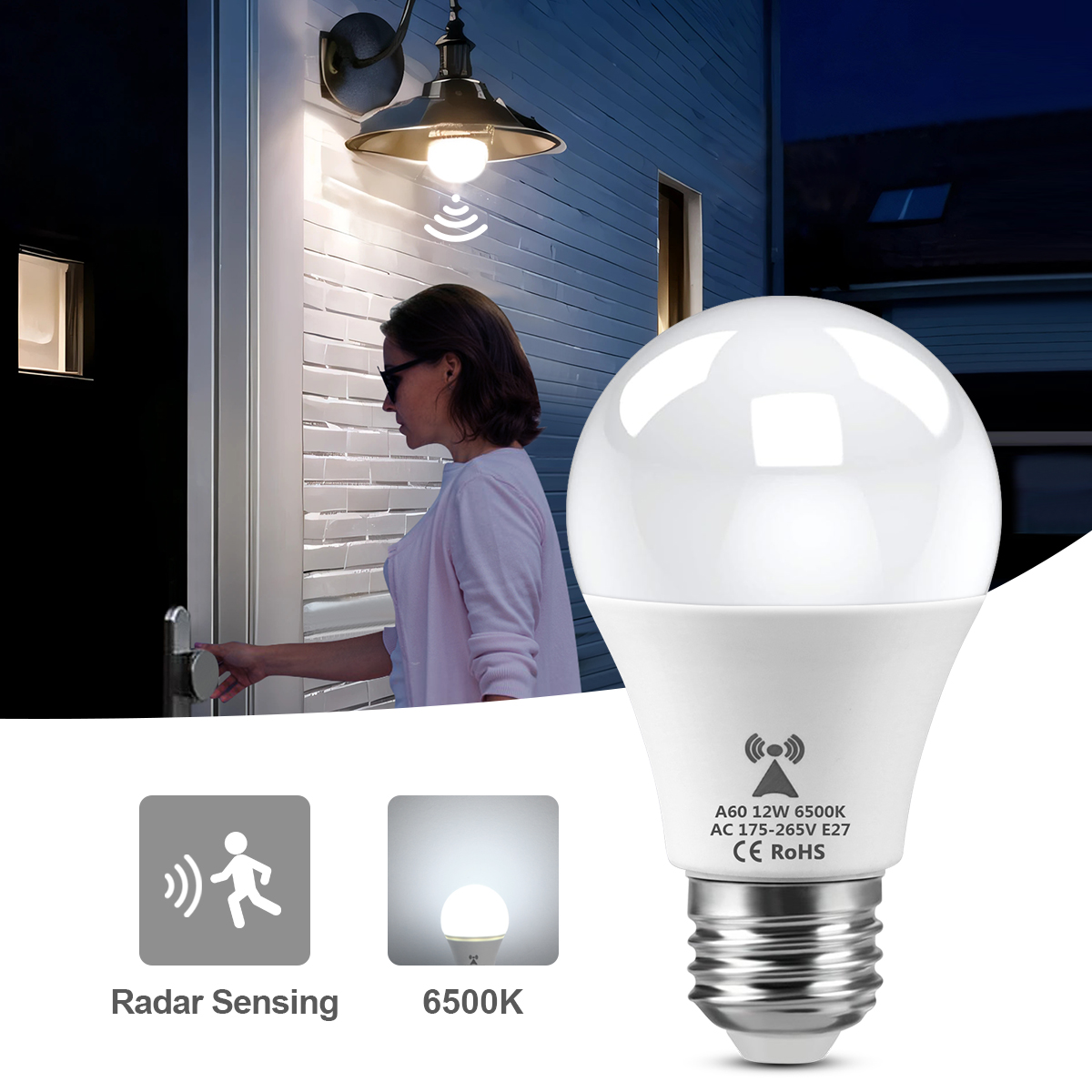 1/2PCS Stair Doorway LED Night Light Microwave Radar Induction Lamp Human Body Motion Sensor Light Balcony Aisle Garage Lighting