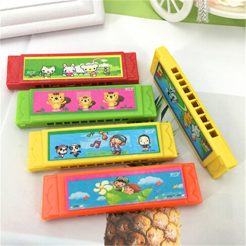 1PC 9.7*2.5cm Lightweight Portable Random Color Cute Cartoon Plastic Harmonica Kids Fun Musical Early Educational