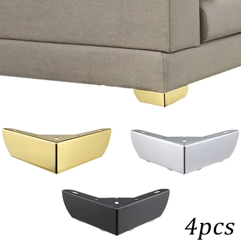 4PCS Metal Furniture Support Legs Three-pronged Feet 3.5cm Height DIY Furniture Hardware for Sofa/Cabinet/Couch/Table/Ottoman