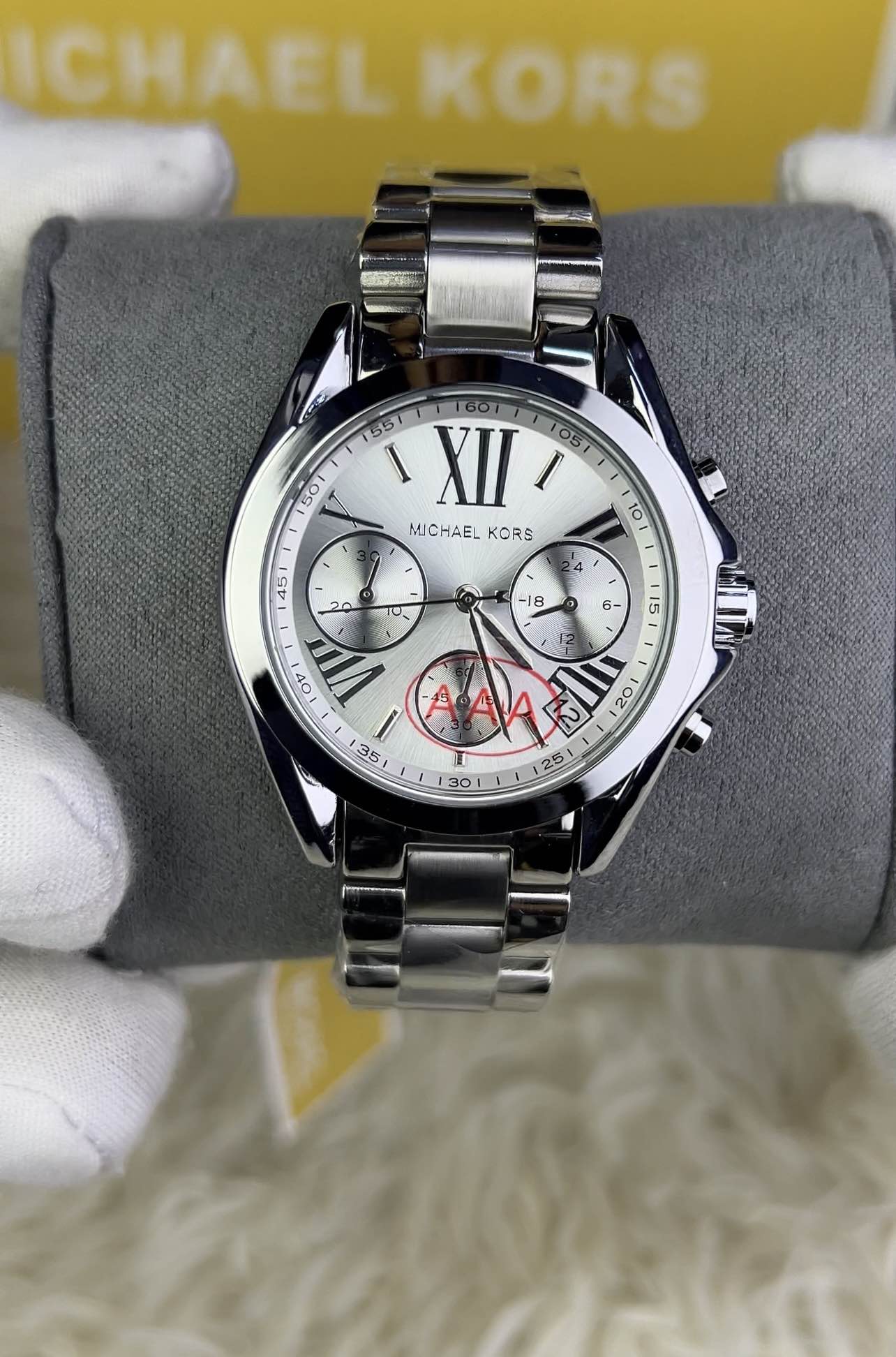 MK 5798 Silver Color Premium Multifunctional Chronograph Date Display Full Stainless steel Watch For Women