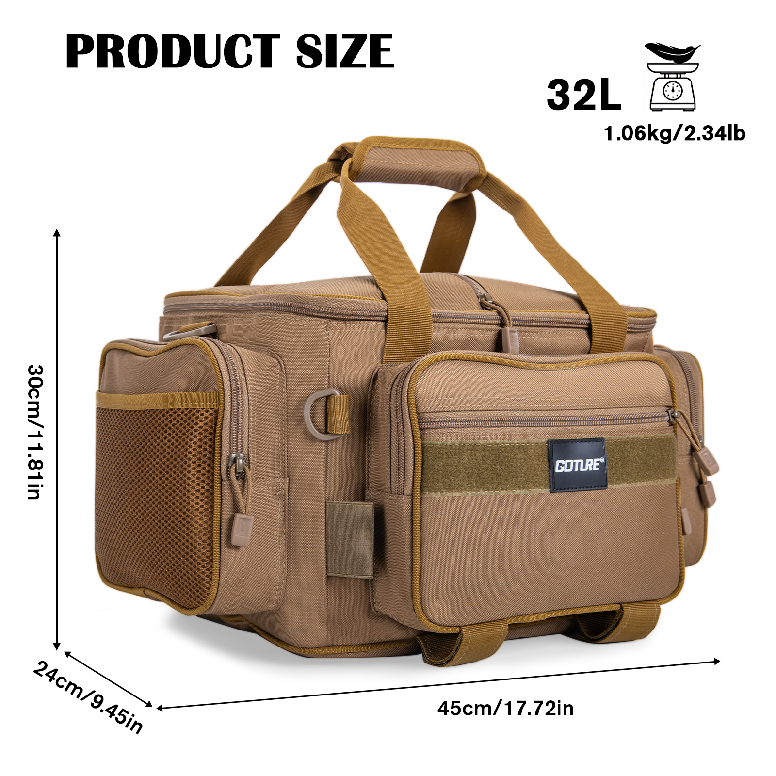 Goture 45*30*24cm Quality Fishing Tackle Bag 600D Oxford Lure Box Fishing Gear Storage Bag Pack for Men Fly Fishing Backpack
