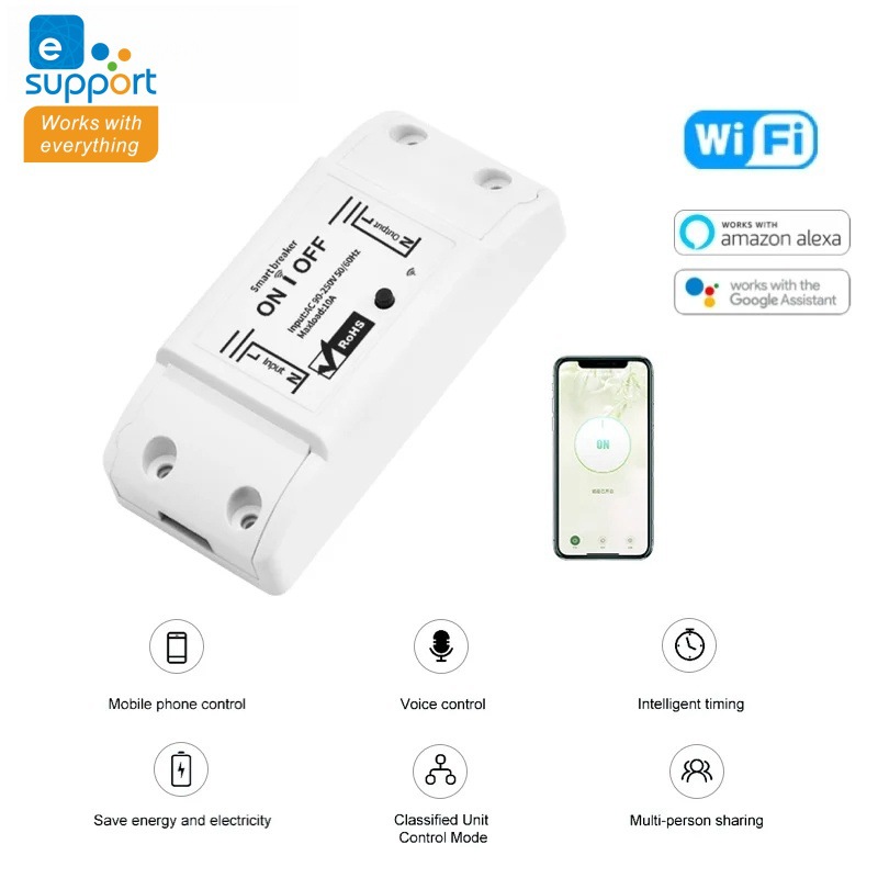 Mini WiFi Smart Switch eWeLink 10A Breaker Module Timer Relay Voice Wireless Remote Control for Alexa